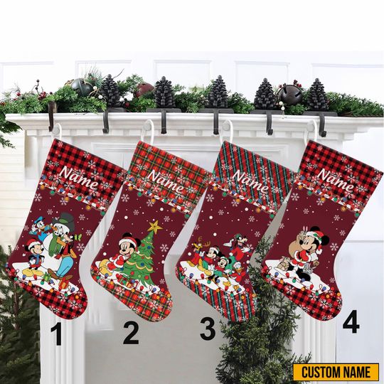 Discover Personalized Mickey and Friends Xmas Stocking, Disney Christmas Stockings, Disney Family Stocking, Stocking With Name, Christmas 2025 Decor