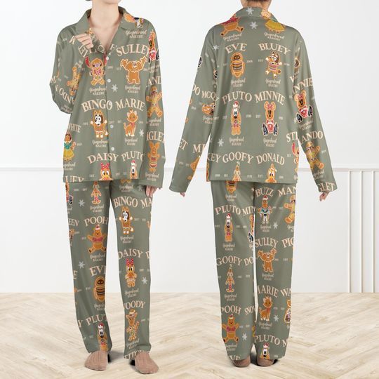 Discover Retro Mickey And Friends Gingerbread Bakery Christmas Pajamas Set Family, Disney Gingerbread Christmas Pajamas, Festive Family Xmas Gift