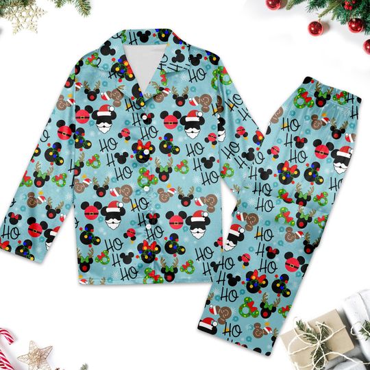 Discover Mickey And Friends Ho Ho Ho Christmas Pajamas, Mickey Mouse Pajamas Set, Minnie Mouse Christmas Pyjamas, Xmas Party Shirt