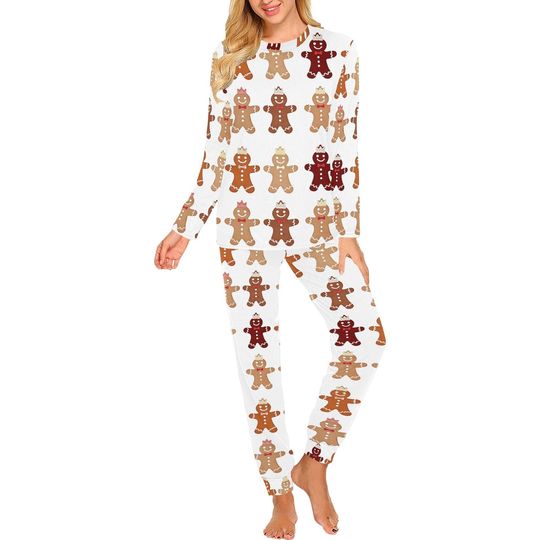 Gingerbread Man Family Christmas Pajamas  Holiday Loungewear Set