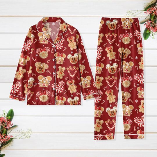 Discover Christmas Disney Mickey And Minnie Pajamas, Gingerbread Man Xmas Pajamas, Cookie Xmas Pajamas, Magic Kingdom Gift