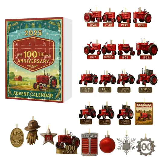 2025 Tractor 100th Anniversary Acrylic Advent Calendar 24 Days Christmas Countdown