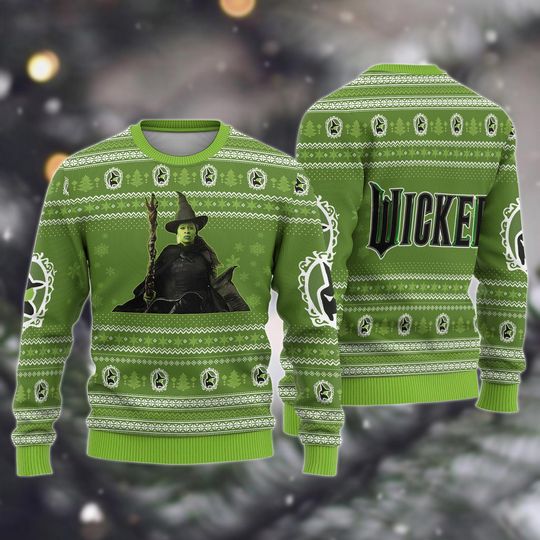 Elphaba Wicked Ugly Christmas Sweater, Black Wicked Bad Xmas Sweater