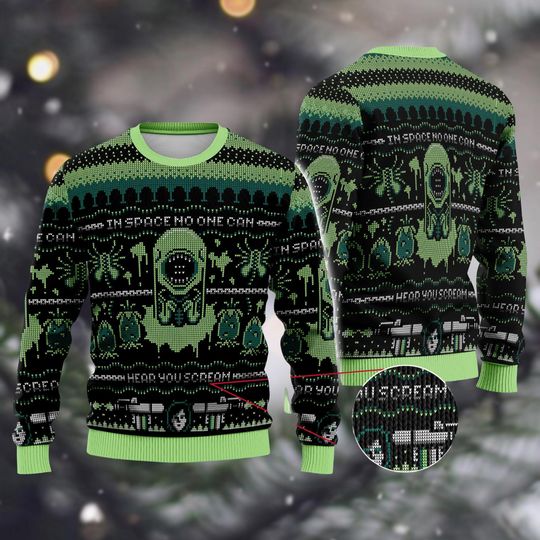 Vintage Alien Christmas Ugly Sweater, Alien 1979 Xmas Sweater