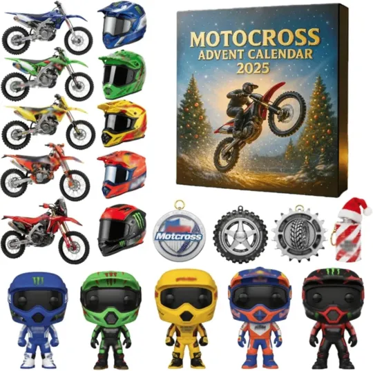 Discover Motocross Advent Calendar 2025, 24 Days Christmas Ornaments with Mini Dirt Bikes, Acrylic Blind Box