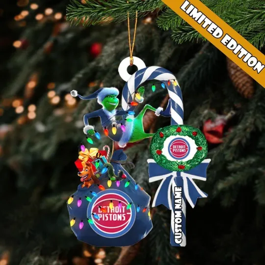 Discover Personalized Detroit Basketball Pistons Team funny character Christmas Ornament Gift