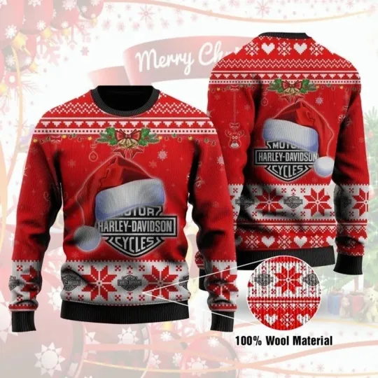 Discover Haarleyy Davidson Santa Claus Christmas Ugly Sweater Motorcycles Fan