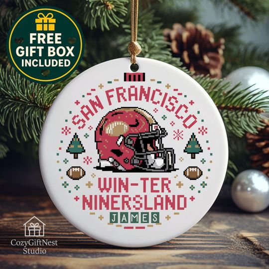 San Francisco Football Christmas Ornament  Personalized Name Keepsake