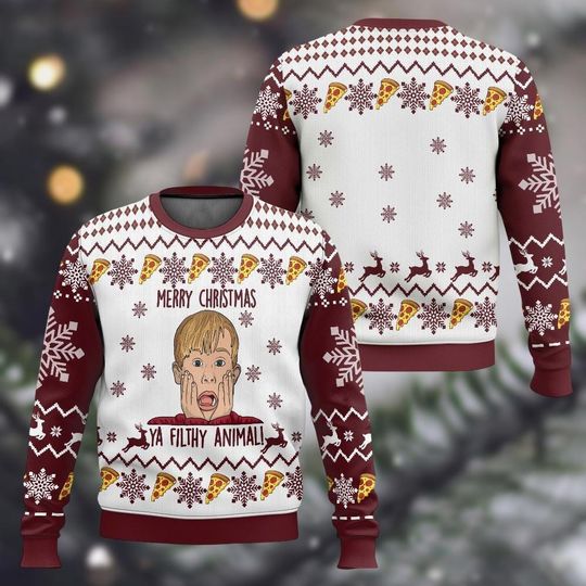 Discover Kevin Mccallister Christmas Ugly Sweater, Merry Christmas Ya Filthy Animal Sweater