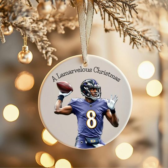 Discover Lamar Jackson Christmas Ornament, Baltimore Football Fan Gift