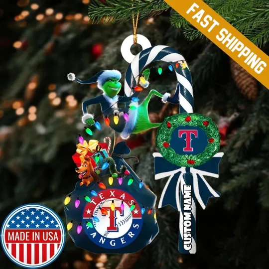 Discover Personalized Texas Baseball Rangers Team funny character Christmas Ornament Gift Decor
