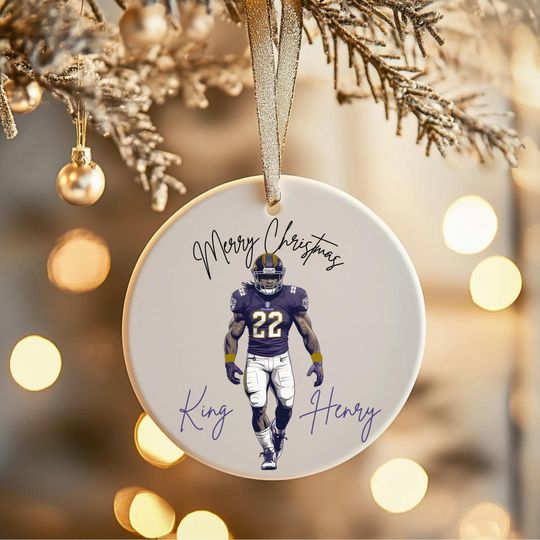 Discover Derrick Henry Christmas Ornament, Baltimore Ravens Fan Gift