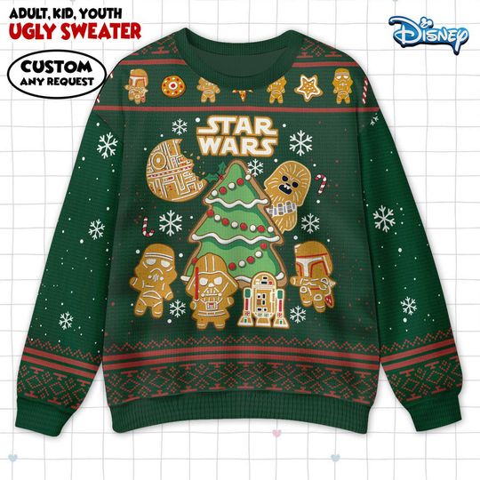 Discover Star Wars Gingerbread Christmas Ugly Sweater, Funny Sci-Fi Holiday Sweatshirt