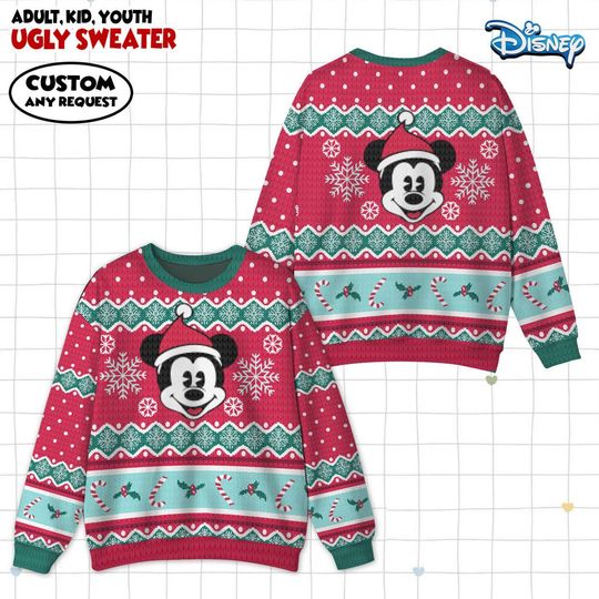 Discover Mickey Santa Claus Ugly Christmas Sweater, Mickey and Minnie Christmas Sweater, Disneyland Christmas, Christmas Gifts, Christmas Vacation