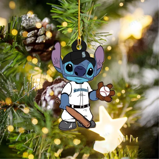 Seattle Baseball Mariners Team Stitch Christmas Ornament Gift Decor