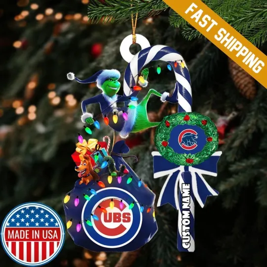 Discover Personalized Chicago Baseball Cubs Team funny character Christmas Ornament Gift Decor