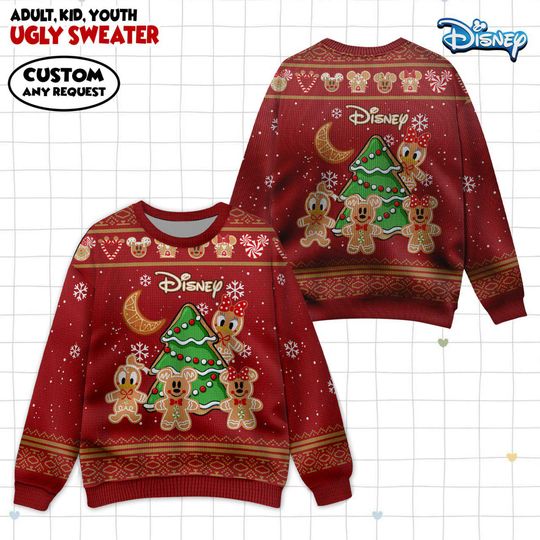 Discover Mickey and Friends Gingerbread Christmas Ugly Sweater, Funny Mickey Holiday Sweatshirt, Mickey & Co Sweatshirt, Christmas Gift