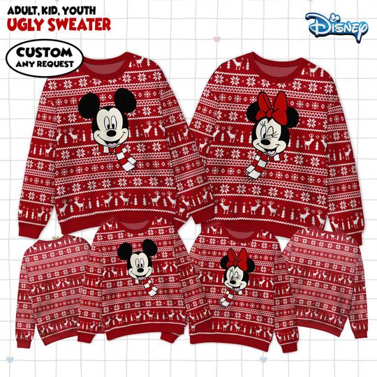 Discover Disney Christmas Ugly Sweater, Mickey Mouse Holiday Ugly, Disney Family Christmas Sweater, Christmas Group Sweater, Disney Holiday Sweater