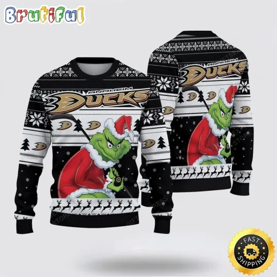 Anaheim Ducks funny character Stolen Hockey Grin Ugly Christmas Sweater Freeship!!!