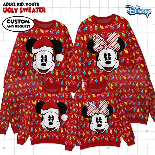 Discover Disney Christmas Ugly Sweater, Family Mickey Mouse Holiday Ugly