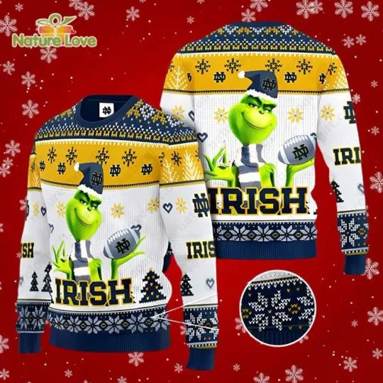 Discover No*tre Dame Fighting Irish funny character Ugly Christmas Sweater