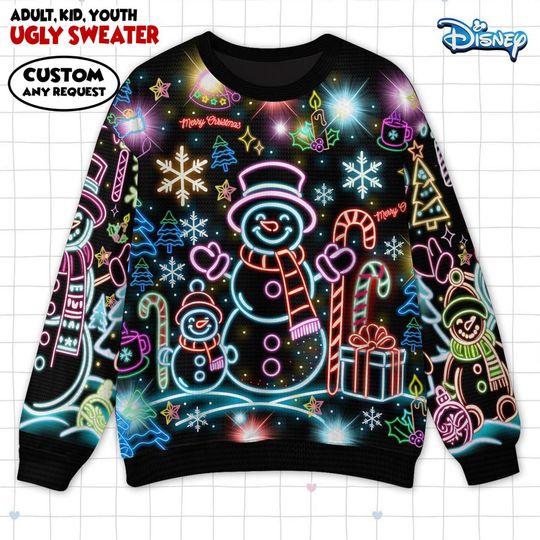 Discover Bright Neon Lighting Ugly Christmas Sweater, Xmas Sweatshirt, Gift For Men Women Kid