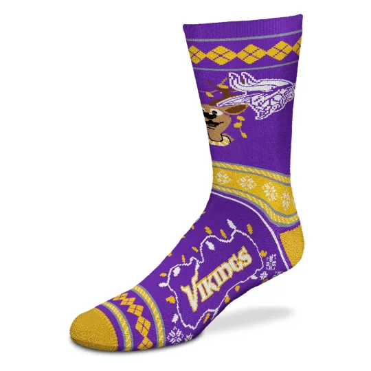 Minnesota Vikings Sweater Stripe Holiday Socks - Perfect for Christmas Parties