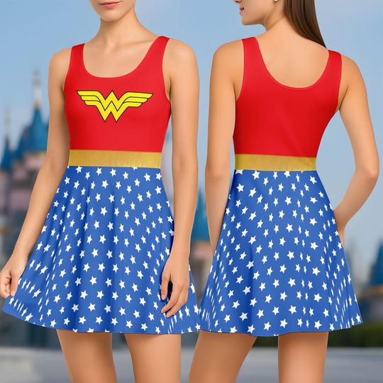 Wonder Woman Costume Dress, Super Girl Running Halloween Costume