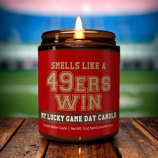 Smells Like a 49ers Win Candle, San Francisco 49ers Candle, Game Day Decor, Funny 49ers Fan Gift, Lucky 49ers Candle Unique