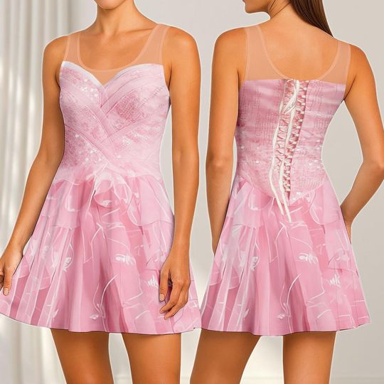 Wicked Glinda Cosplay Skater Dress, Wizard of Oz Women Dress