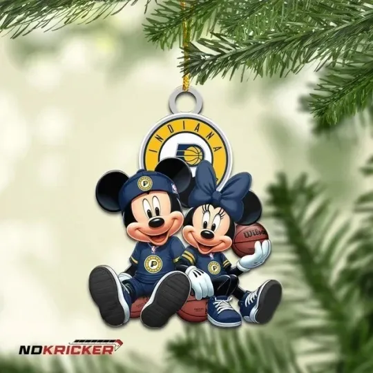 Discover Personalized Indiana Basketball Pacers Team Mickey Minnie Christmas Ornament