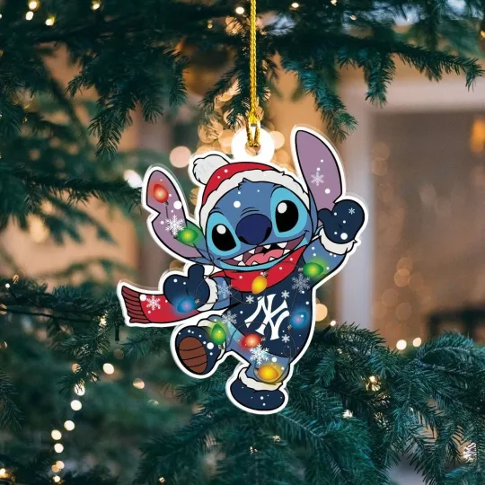 Discover Personalized New York Baseball Yankees Team Stitch Christmas Ornament Gift Decor