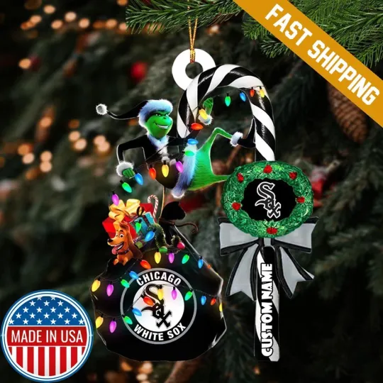 Discover Personalized Chicago Baseball White Sox Team funny character Christmas Ornament Gift