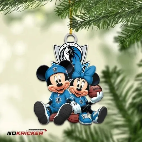 Discover Personalized Dallas Basketball Mavericks Team Mickey Minnie Christmas Ornament