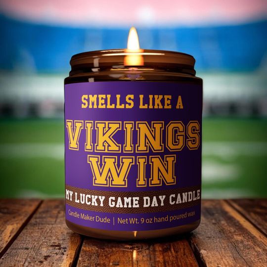 Smells Like a Vikings Win Candle, Minnesota Vikings Candle, Game Day Decor, Funny Vikings Fan Gift, Lucky Vikings Candle Unique