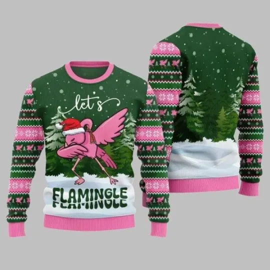 Discover 2025 Christmas Lets Flamingle Ugly Christmas Sweater