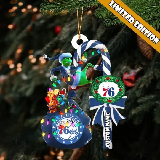 Discover Personalized Philadelphia Basketball 76ers Team funny character Christmas Ornament Gift