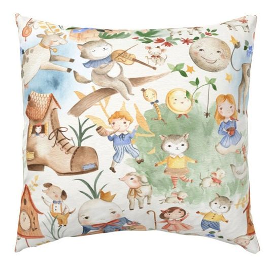 Discover Nursery Rhymes Throw Pillow for Kids and Baby Room Decor