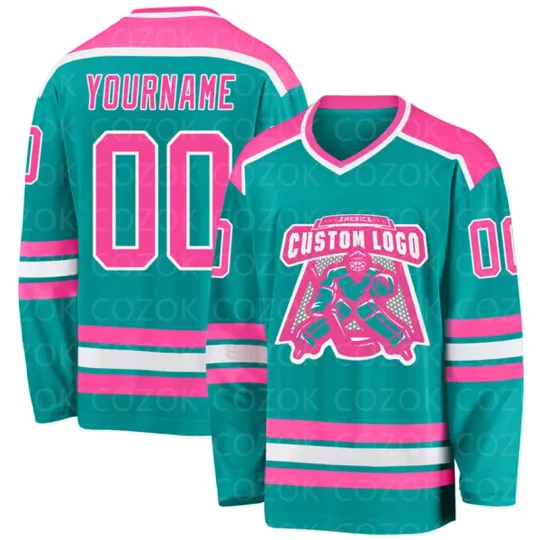 Discover Custom Green Pink Hockey 3D Print You Name Number Logo Men Women Ice Hockey Jersey Competition Training Jerseys