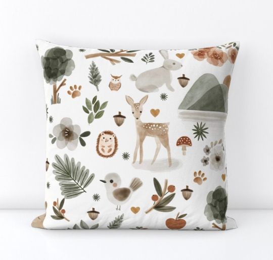 Discover Woodland Animals Throw Pillow for Nursery Decor