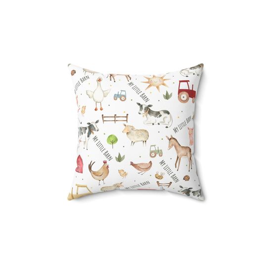 Discover Farm Animal Throw Pillow for Nursery and Kid's Room Decor
