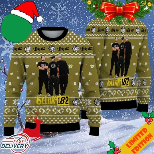B182 Fan Gifts Rock Band Christmas Holiday Ugly Sweater