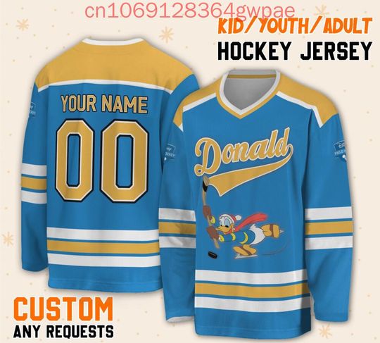 Discover Disney Donald Duck Ice Hockey Jersey 3D Print Men's Women's Long Sleeve Sweatshirt Fashion Team Sports Hockey Jersey