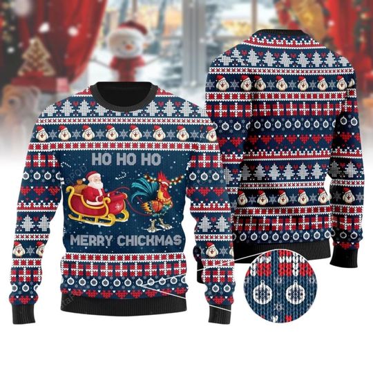Discover Santa Clause Riding Chicken Ugly Sweater, Santa Xmas Chicken Sweater