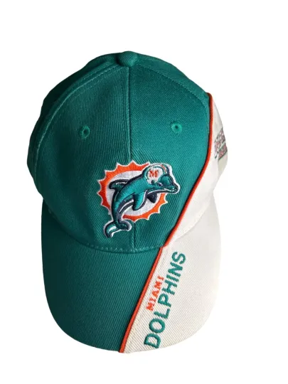 Miami Dolphins Logo Baseball Cap Adjustable Strap Green White