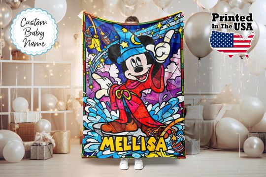 Personalized Mouse Cartoon Blanket, Cartoon Blanket, Custom Name Blanket, Monogram Blanket, Mouse Lover Gifts, Baby Blanket, Birthday Gifts