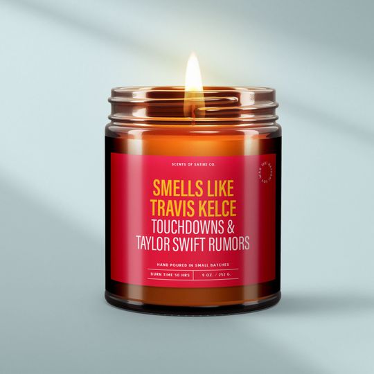 Smells Like Travis Kelce Candle  Funny Football Soy Wax Gift for Chiefs Fans