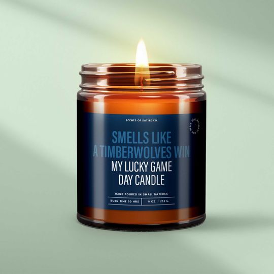 Discover Smells Like a Timberwolves Win  Your Lucky Game Day Candle | Funny Minnesota Timberwolves Gift | Perfect for NBA Watch Parties