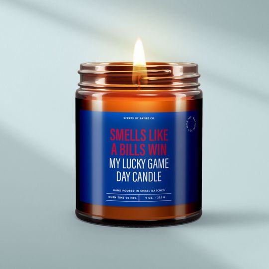 Smells Like a Bills Win  Funny Football Candle, Buffalo Bills Game Day Lucky Candle, Sports Gifts For Him, Stocking Stuffers