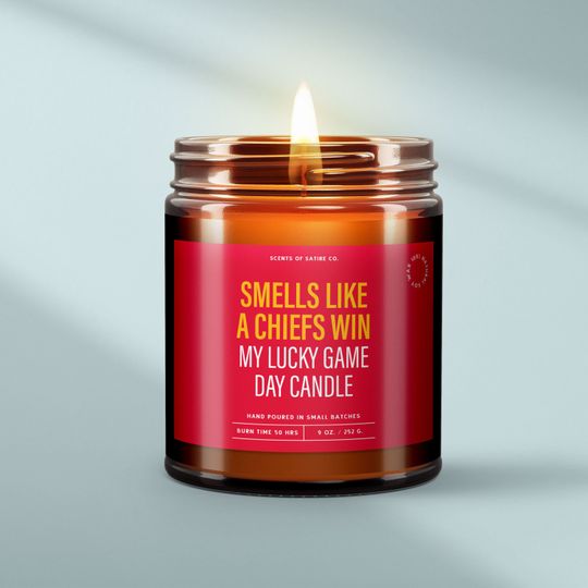 Discover Chiefs Win Candle, Kansas City Game Day Gift, Thanksgiving Gift, Football Soy Candles, Stocking Stuffers, Sport Gifts For Him